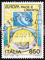 Postage stamp Italy 1995 Stars of European Flag, Church and Mosq