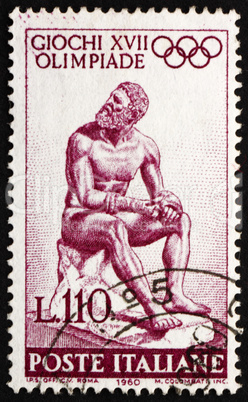 Postage stamp Italy 1960 Statue of Seated Boxer by Lyssipus of S