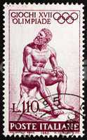 Postage stamp Italy 1960 Statue of Seated Boxer by Lyssipus of S