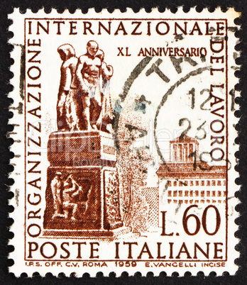 Postage stamp Italy 1959 Labor Monument, Geneva