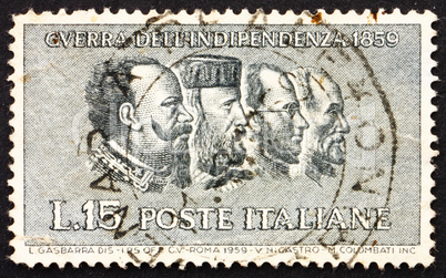 Postage stamp Italy 1959 Victor Emanuel II, Garibaldi, Cavour, M