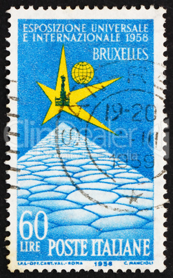 Postage stamp Italy 1958 Brussels Fair Emblem