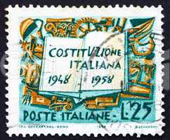 Postage stamp Italy 1958 Book and Symbols of Labor Industry and