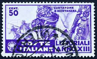 Postage stamp Italy 1935 Standard Bearer, Bayonet Attack