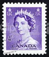 Postage stamp Canada 1953 Queen Elizabeth II, Queen of England