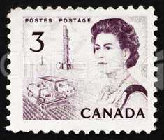 Postage stamp Canada 1967 Combine and Oil Rig, Prairie Region