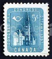 Postage stamp Canada 1957 Parliament Building, Ottawa