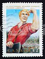 Postage stamp Canada 1992 Jos Monferrand, Lumberjack