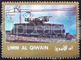 Postage stamp Umm al-Quwain 1972 Electric Locomotive