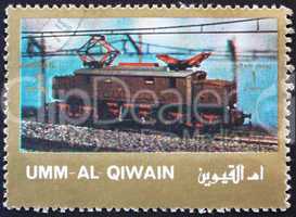 Postage stamp Umm al-Quwain 1972 Electric Locomotive