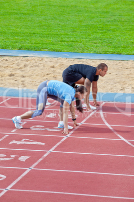 Man and woman at the stadium