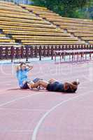 Man and woman at the stadium