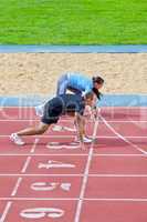 Man and woman on the starting line