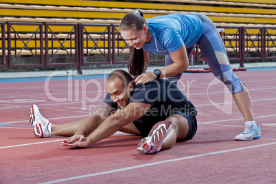 Man and woman at the stadium