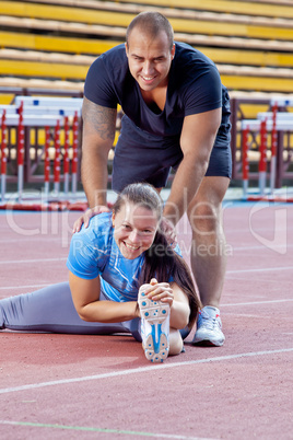 Man and woman at the stadium