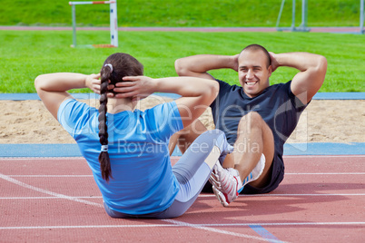 Man and woman at the stadium