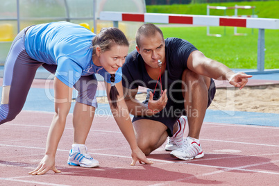 Man and woman at the stadium