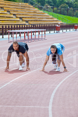 Man and woman on the starting line