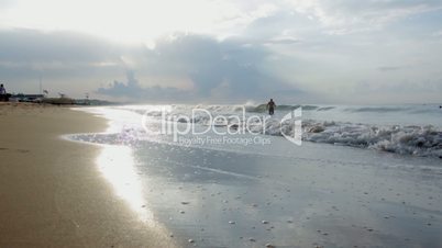 Beach with waves at the Mediterranean