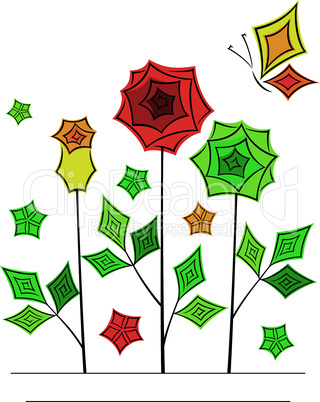 Artistic angular flower line art card