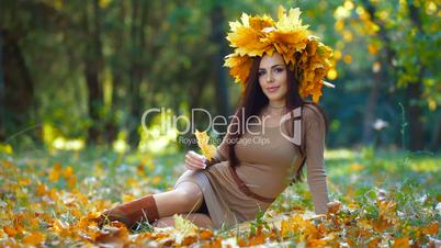 Attractive Woman Enjoying Autumn Day