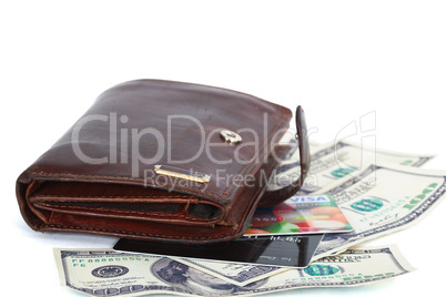 Wallet with dollars and credit cards