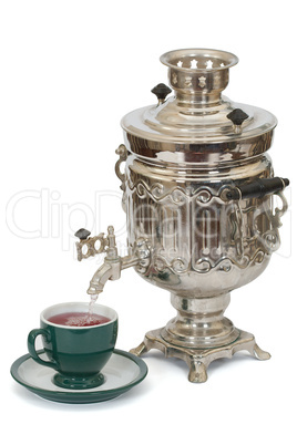 Outdoor tea drinking. Russian culture