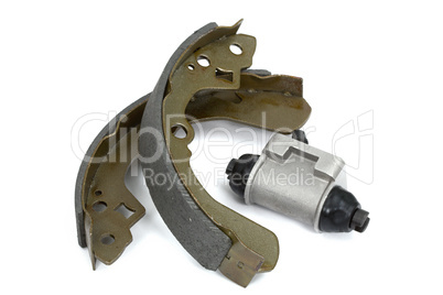 New brake pads and cylinder brake drum (isolated)