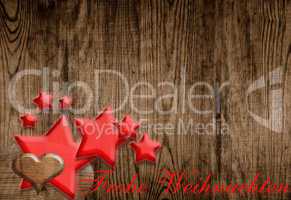 Weihnachten altes Holz und rote Sterne