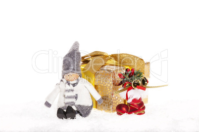 Weihnachtshintergrund mit Figur - Christmas background