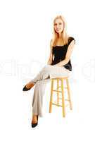 Girl resting on chair.