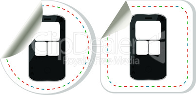 Black smartphone stickers label set