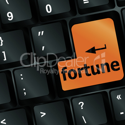 Foortune for investment concept with a orange button on computer keyboard