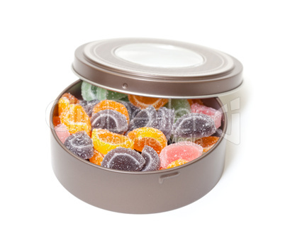 Colorful Jelly Candies in tin can