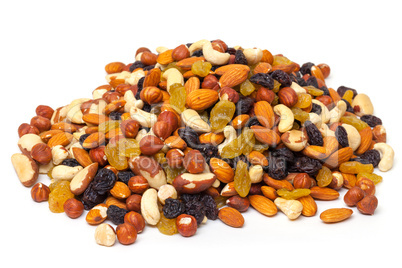 Mixture of nuts and raisins