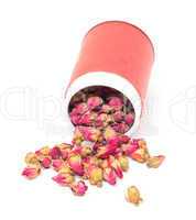 Dried Rosebuds in red can