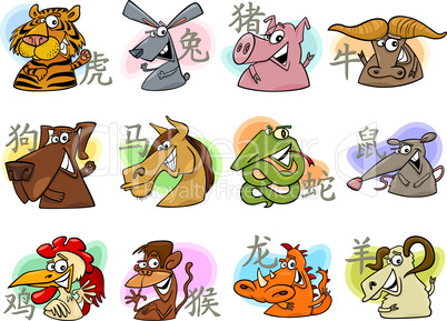 chinese cartoon zodiac signs