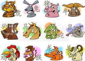 chinese cartoon zodiac signs
