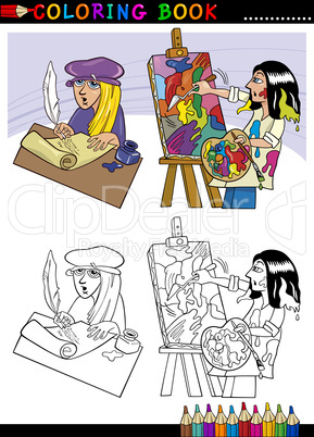 poet and painter cartoon for coloring