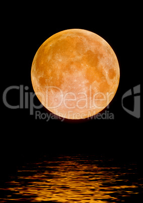 Full moon reflected in water