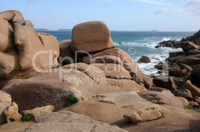 Brittany, pink granit rocks in Ploumanac h