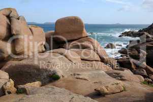 Brittany, pink granit rocks in Ploumanac h