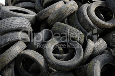 a pile of waste tires in Arthies in Ile de France