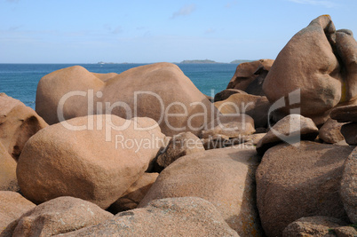Brittany, pink granit rocks in Ploumanac h