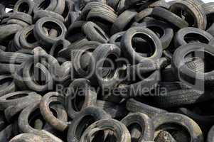 a pile of waste tires in Arthies in Ile de France