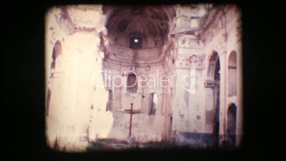 Vintage 8mm. Ruins of an old church