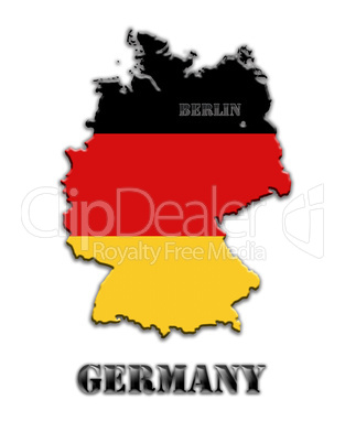 The map under color of a flag of Germany