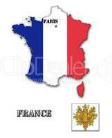 The map and the arms of France