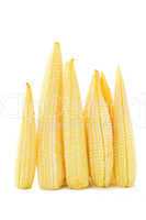 Baby corn on a white background