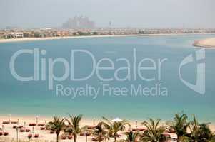 The beach at luxury hotel on Palm Jumeirah man-made island, Duba